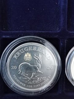 Südafrika Krügerrand Silber 2020 Stgl Privy Mark Brandenburger Tor.