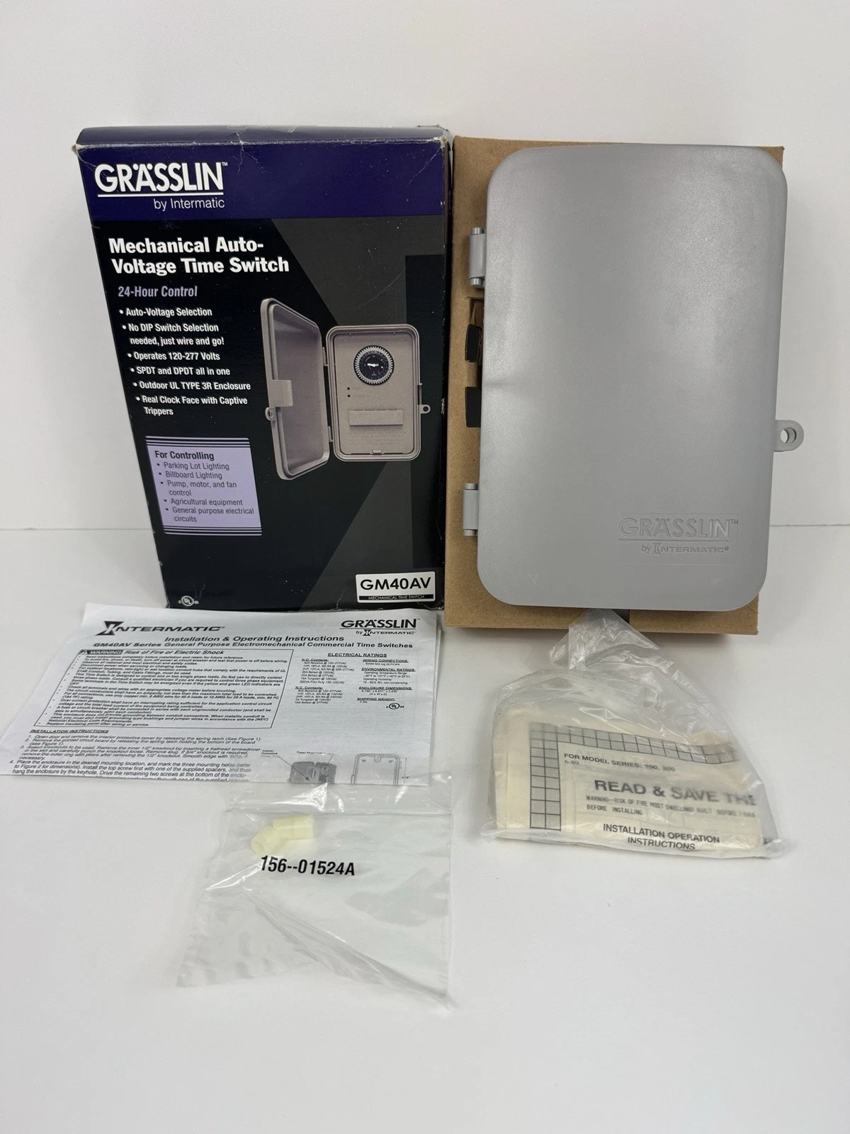 NOS Intermatic Grasslin GM40AV 24 Hour Mechanical Time Switch 120-277V