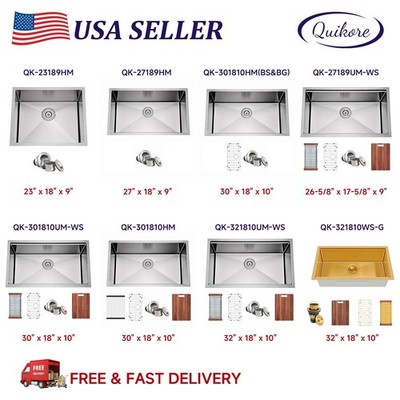 Quikore Rectangular Handmade Multiple Sizes & Colors & Styles Kitchen Sink