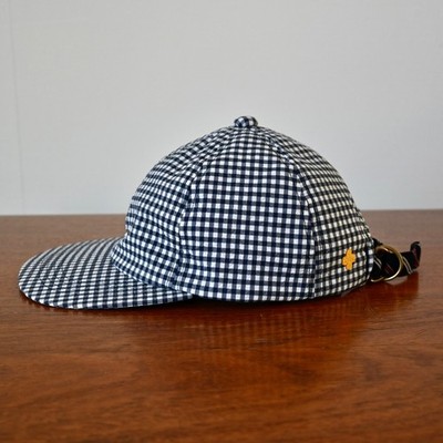 BEAMS Plus gingham check seersucker 6 panel hat, navy x white, made in Japan