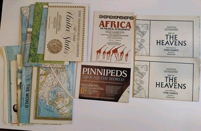 National Geographic 1970's-80's Map Lot (15) Total The Heavens (2) World Maps 