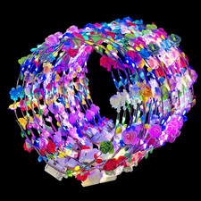 50 Pcs LED Flower Crowns Headbands,Flower Crowns for Women,Mardi Gras Light up H