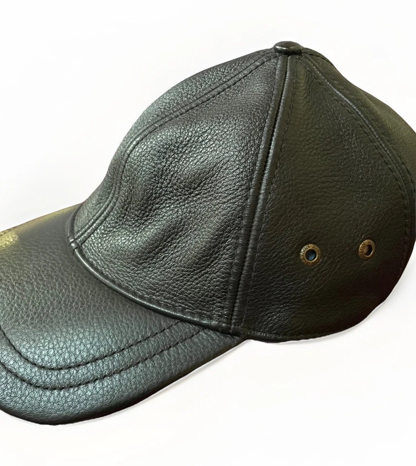 Gorra de béisbol negra ajustable Stetson Peyton de cuero genuino vintage Foto 2 de 4