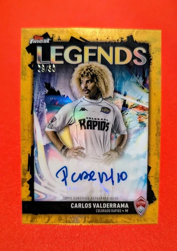 🔥Carlos Valderrama -2024 Topps Finest MLS Legends Auto Gold # 26/50 Colorado 