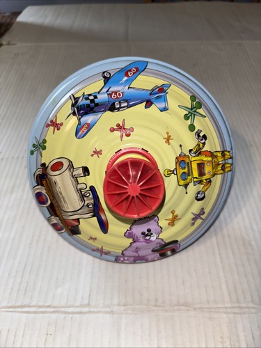 1970s Ohio Art Co Spinning Tin Top Toy Kids Toys 8" diameter
