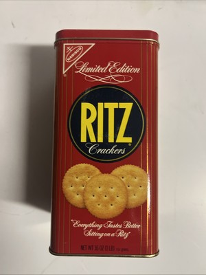 1986 Nabisco Ritz Cracker Square Tin Canister Limited Edition 9  Tall