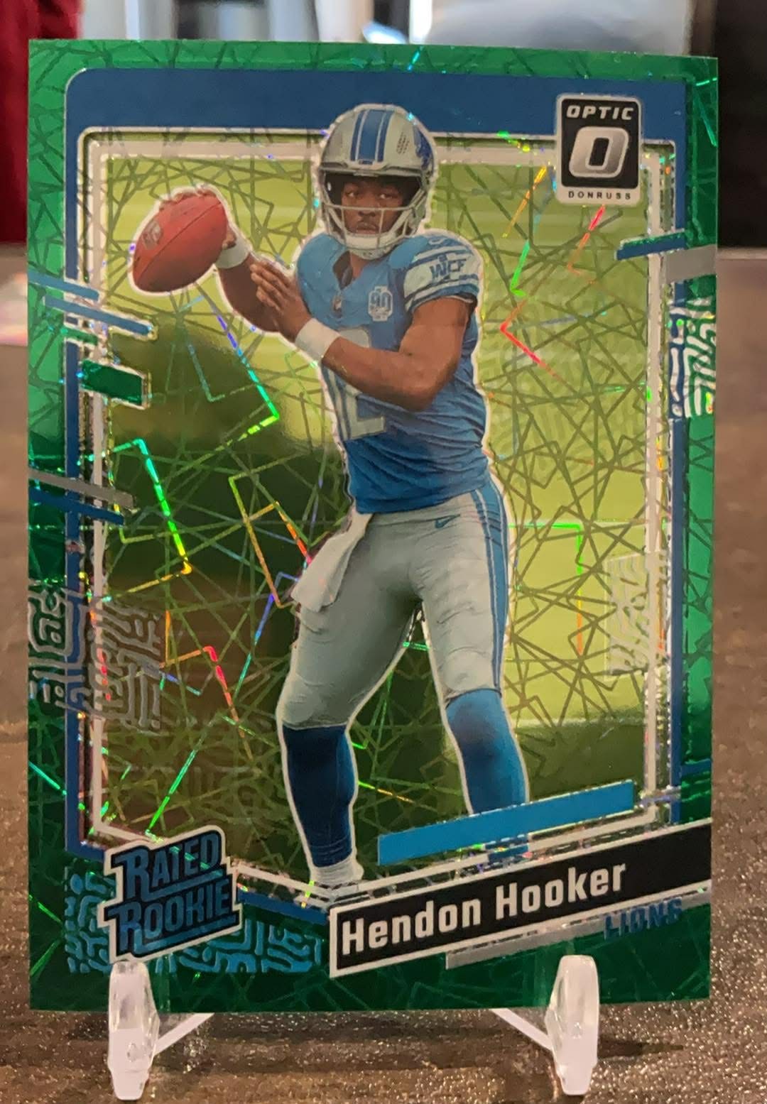 2023 Donruss Optic Rated Rookie Hendon Hooker RC Green Velocity Prizm #234 Lions