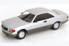 KK Scale 1985 Mercedes-Benz S Class 560 SEC (C126) Coupe Silver 2-Tone 1:18
