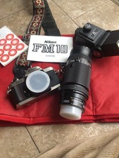 Nikon FM 10 Camera With Nikon 75-300mm Lens And Flash