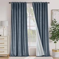 Extra Long Dark Slate Velvet Curtains Back Tab 52 108 Inch 2 Panels