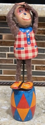 Vintage Wind-up Hula Hoop Monkey Tin Litho - Works But Missing Hoop