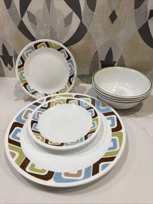 Corelle SQUARED Pattern Dinner Salad Bread Plates Creal Bowls Replacement U Pick
