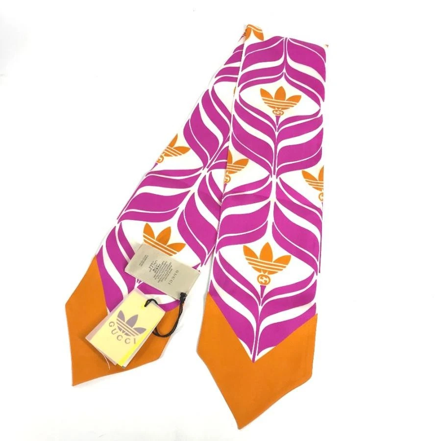 GUCCI écharpe col nœud bandeau Adidas collaboration écharpe rose orange femme