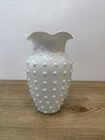 Clear with Milk Glass Overlay Fenton for FTD Vase White Hobnail Scallop Edge