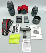 Canon EOS Rebel T6 Digital Camera Lenses Batteries Charger Bundle Tested Works 