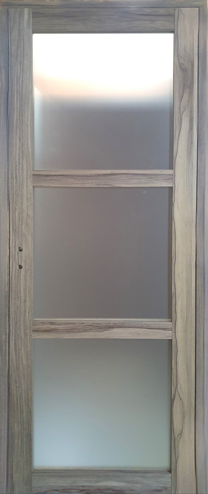 Bloc-porte vitré en Fraké 204x73 poussant droit pour salon et cuisine