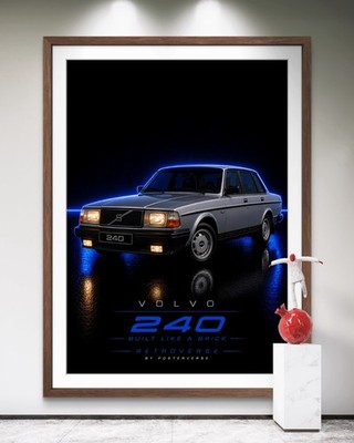 Volvo 240 | Retro Auto Poster Druck | RETROVERSE Garage Wandbild | Geschenk