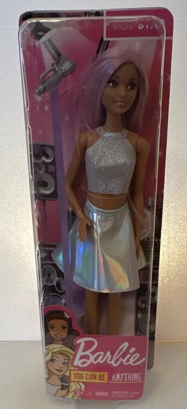 2018 Barbie You Can Be Anything Pop Star 11in Fashion Doll w/ Microphone Stand
