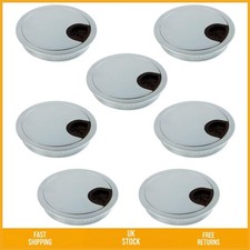 Round Matt Chrome Desk Cable Grommet Set of 7, 80mm