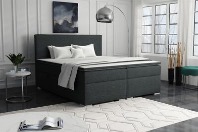 Boxspringbett Schlafzimmerbett SOREL 160x200cm Stoff Inari Dunkelgrau
