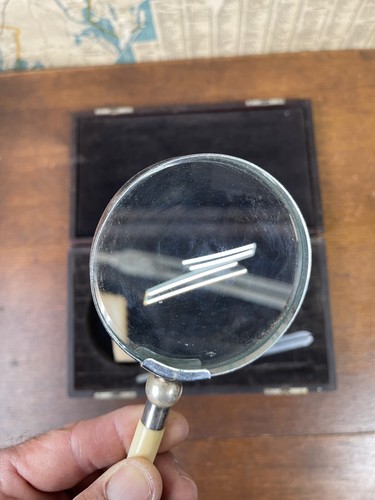 Rare WW1 U.S. Navy Navigator's Tool Case 2 Compasses W/ Magnifying Glass Antique - Picture 5 of 15
