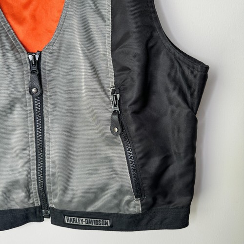 Harley Davidson reflektierende Nylon-Reißverschlussweste Damen L schwarz grau Adler Stickerei - Bild 3 von 7