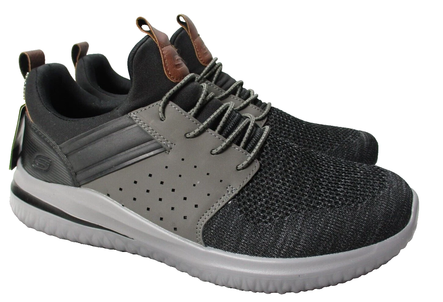 Skechers Delson 3.0 Cicada Slip On Casual Sneakers Shoes Gray Black Mens Sz 9