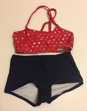 Op Girls SwimSuit Set XS 4-5 Stars Red Blue UPF 50 