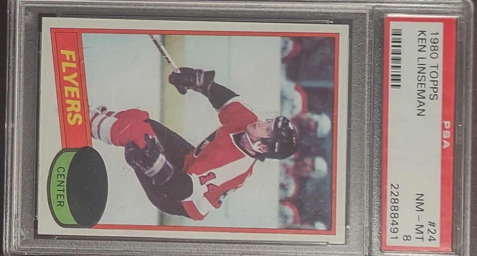 1980 Topps Hockey PSA 8 #24 Ken Linseman Philadelphia Flyers 22888491 Unscratchd - Image 2 of 2