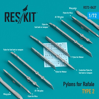 1/72 Reskit RS72-0437 Pylons for Rafale type 2