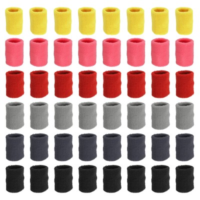 48 Pack Sports Wristbands Athletic Absorbent Wrist Sweatband Multicolor