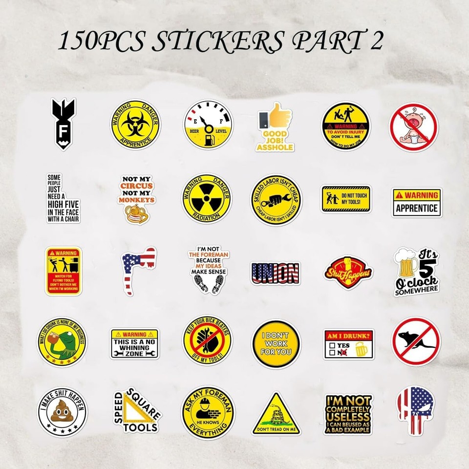 150 PCS Hard Hat Stickers for Tool Box, Helmet, Funny Blue Collar