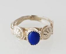 Native American Handmade Sterling Silver with Lapis Ring Size 7