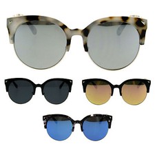Womens Retro Thick Plastic Half Horn Cat Rim Designer Chic Sunglasses