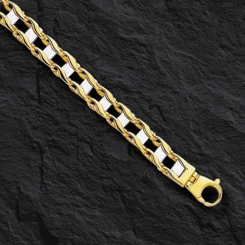 14k massives Gold 8,5" Herren Mode Eisenbahn Gliederkette/Armband 7 mm 16 Gramm - Bild 1 von 1