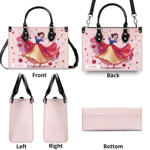 Personalized Snow White Leather Handbag,  Disney Leather Handbag
