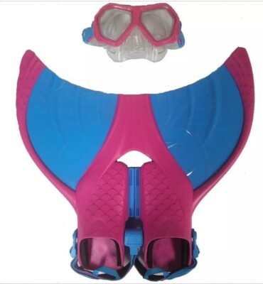 Body Glove Kid s Girl s Mermaid Monofin with Mask Mermaid Linden Pink/Blue