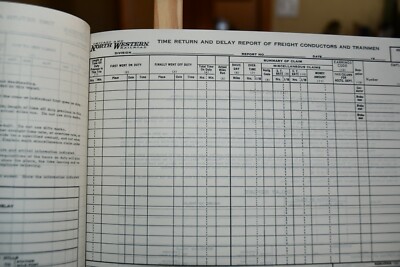 VINTAGE CHICAGO & NORTHWESTERN RR TIME RETURN AND DELAY REPORT