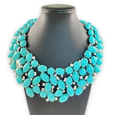 JTV OFF PARK COLLECTION IMITATION TURQUOISE SILVER TONE STATEMENT NECKLACE
