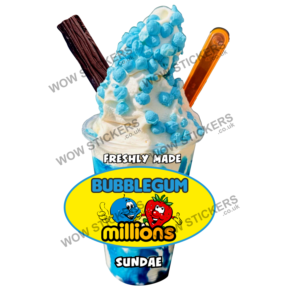 Ice cream van sticker Millions Bubblegum sundae sauce whippy