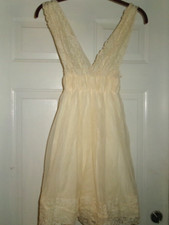 Very Vintage Baby Doll Nightie, Sheer Lacy Short Pale Yellow Nightgown