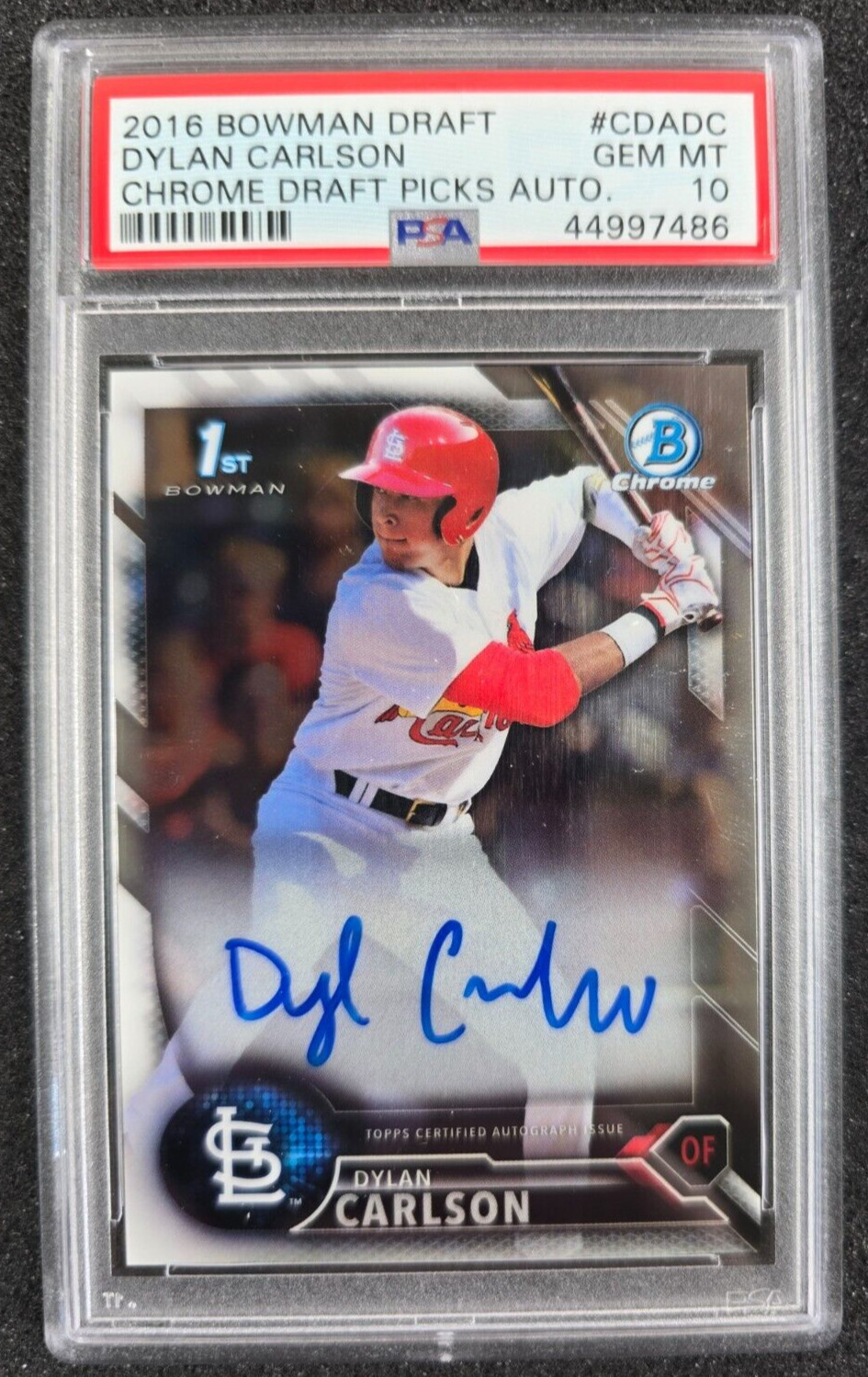 2016 Bowman Draft Chrome 1st Auto Dylan Carlson #CDA-DC PSA 10 Autograph
