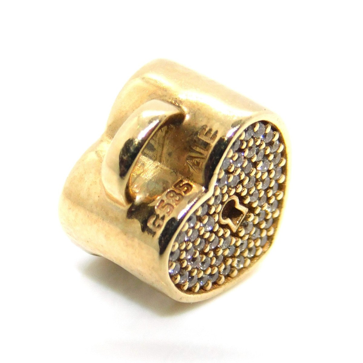 PANDORA 585 14K Yellow Gold Heart Lock Charm Bracelet Bead