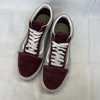 Suede Vans Maroon And Grey Vans Men's Women's Old Skool Burgundy