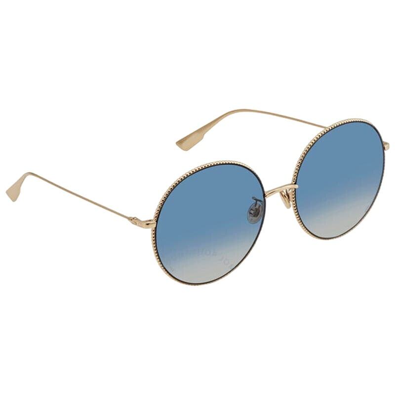 Dior “Society 2F” Circle Sunglasses w/ Studded Gold Frames