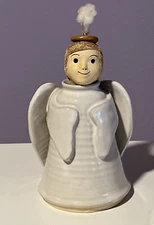 Vintage Pottery Angel Light Oil Lamp Rita Ward Ozarks "Dan" Clean 6.5” Signed