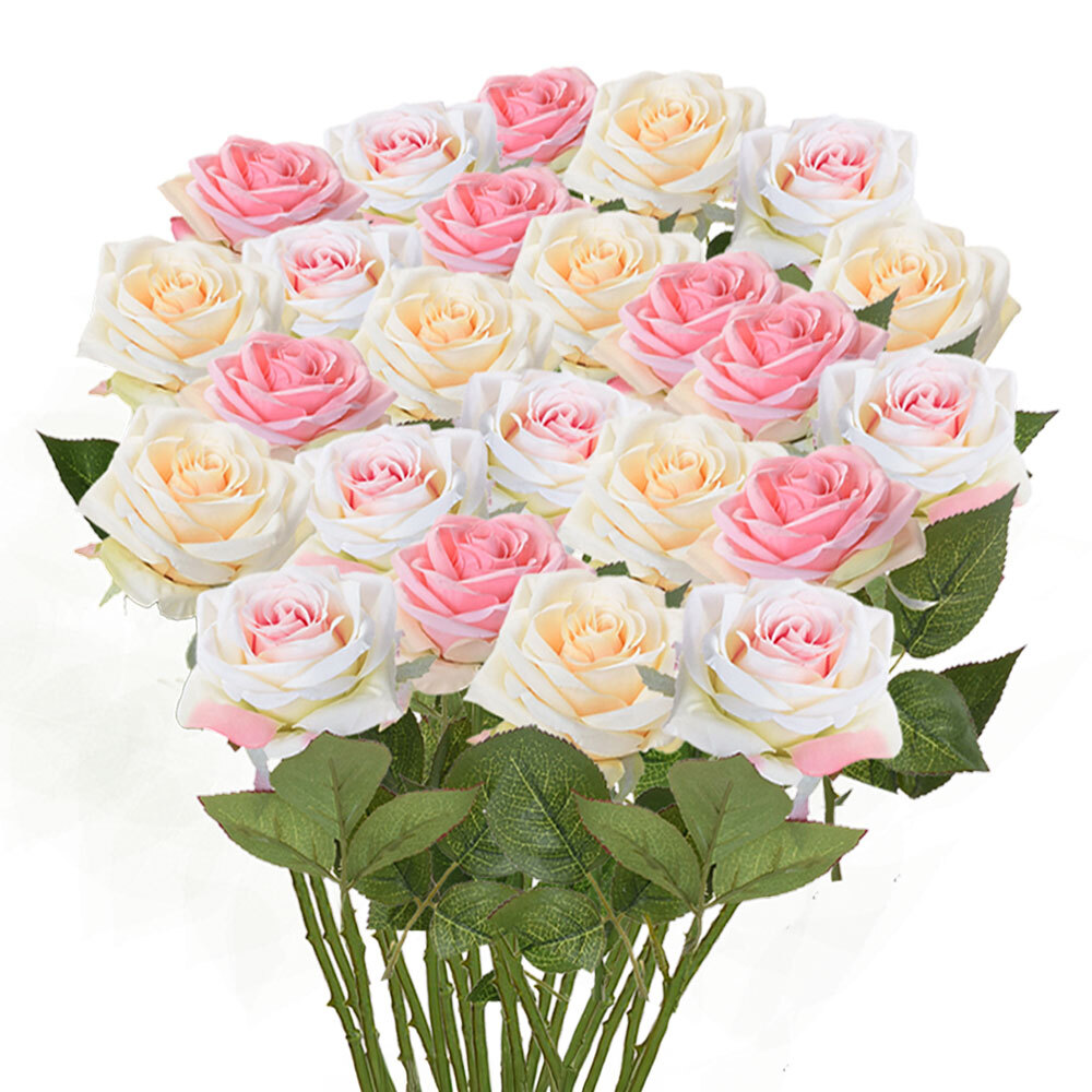 24 x Kunstrosen ca.60cm Knstliche Rosen Blumen Hochzeit Kunstblumen Strau