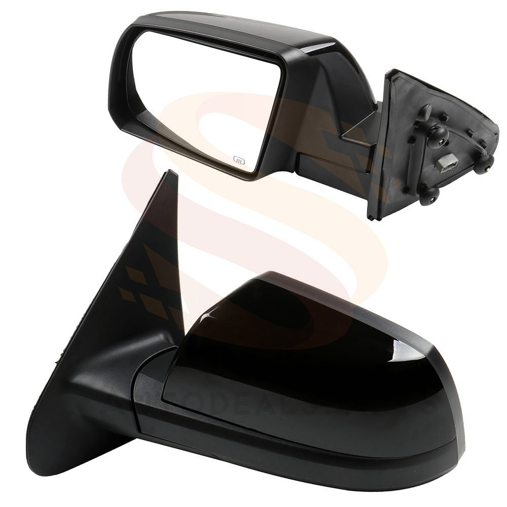 Power Heated Side Mirrors For 07-17 Toyota Tundra Manual Fold Black Smooth Pair