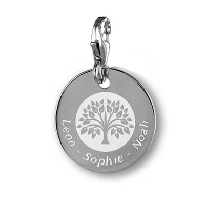 SILBERPOINT Kettenanhänger oder Charmanhänger mit Lebensbaum-Silber925- Inkl. Gravur