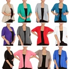 Nouvelle Women Plus Size Open Front Waterfall Cardigan with Button Sleeve Detail